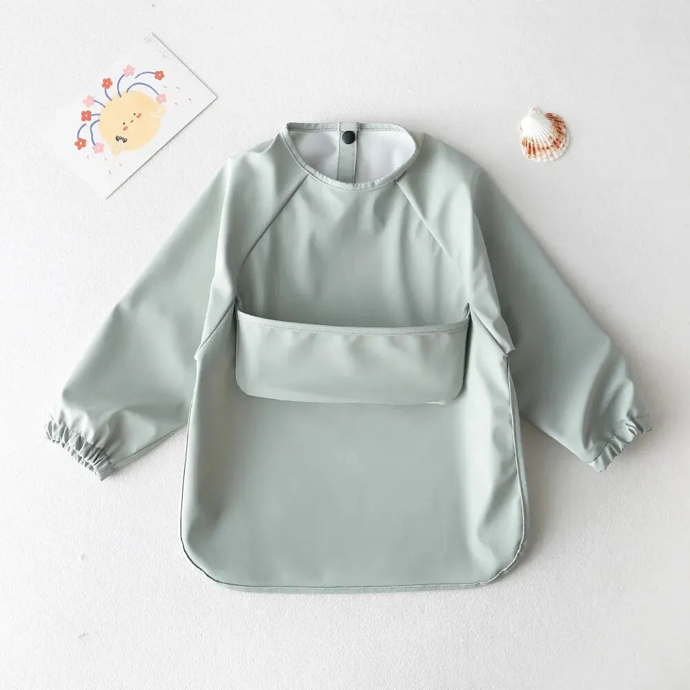 Baby's Long Sleeve Feeding Bib plain colours