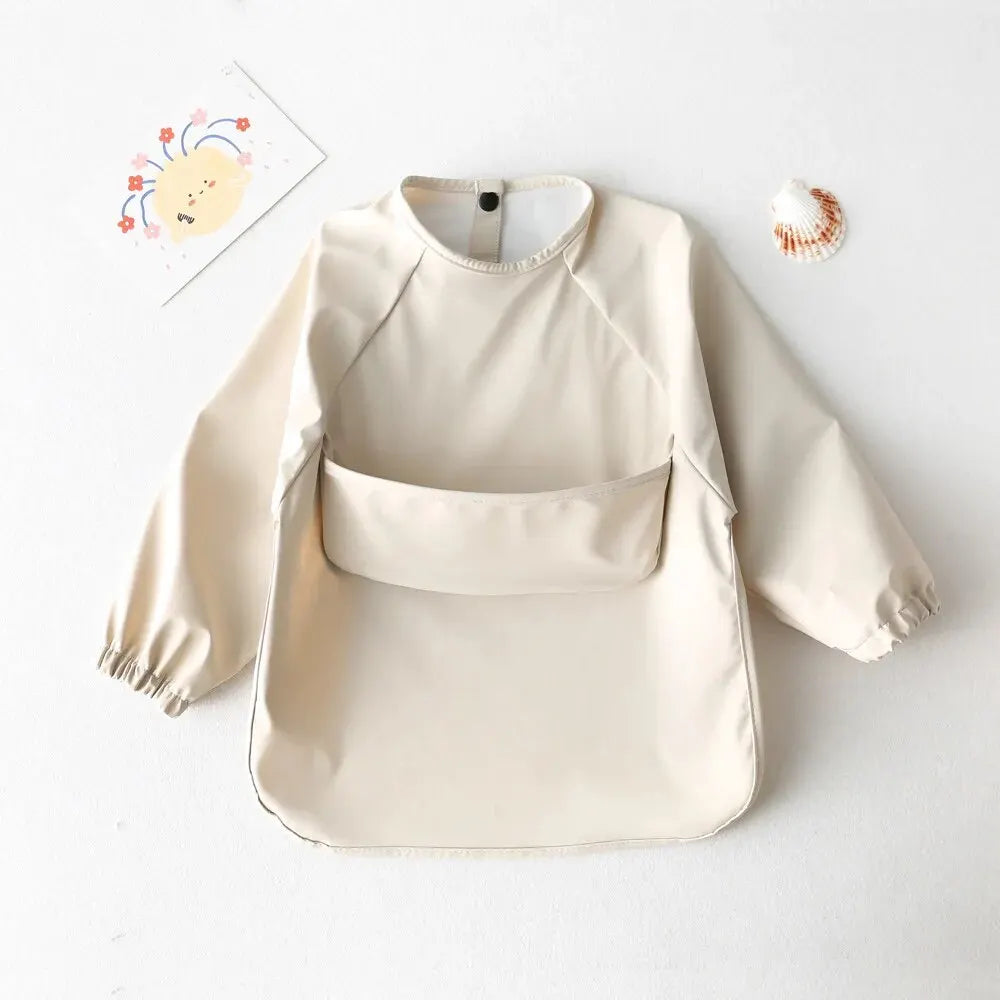 Baby's Long Sleeve Feeding Bib plain colours