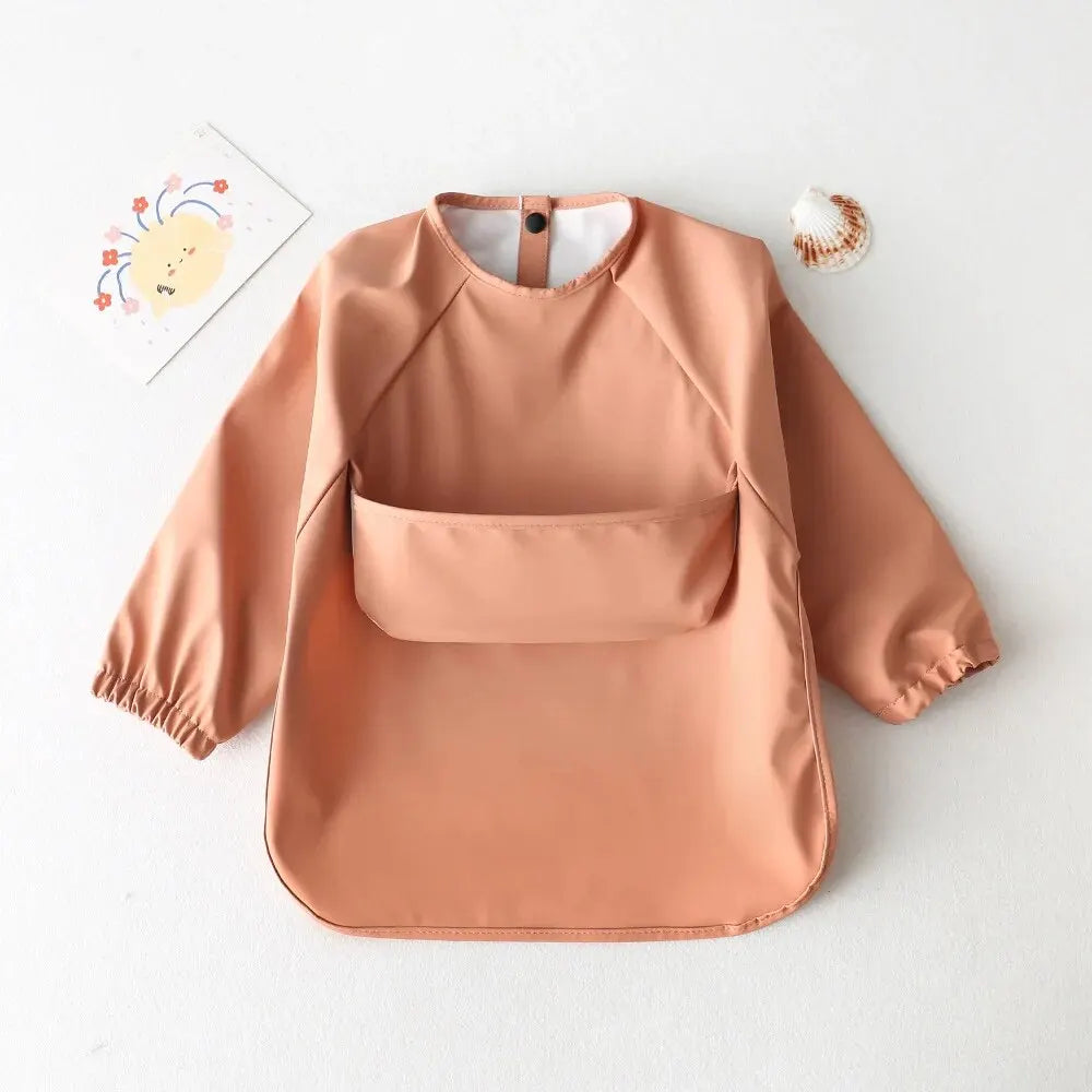Baby's Long Sleeve Feeding Bib plain colours