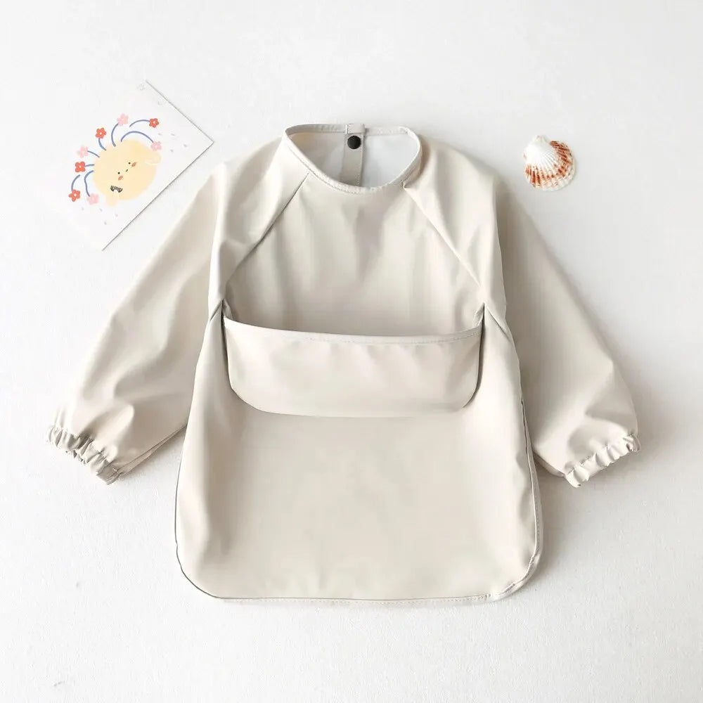 Baby's Long Sleeve Feeding Bib plain colours