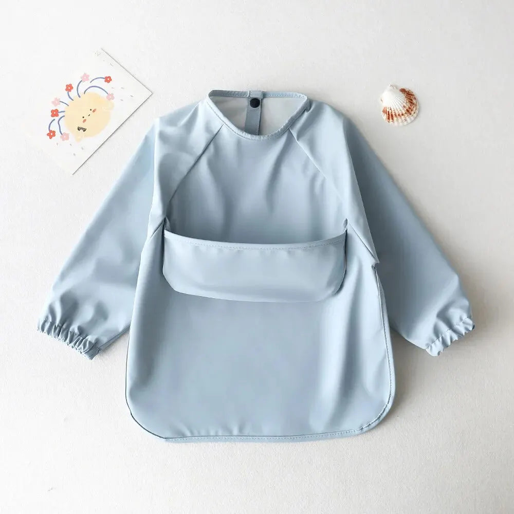 Baby's Long Sleeve Feeding Bib plain colours