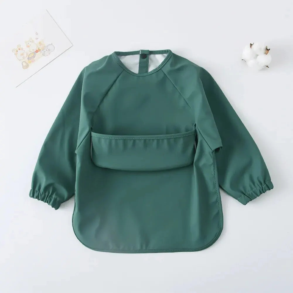 Baby's Long Sleeve Feeding Bib plain colours