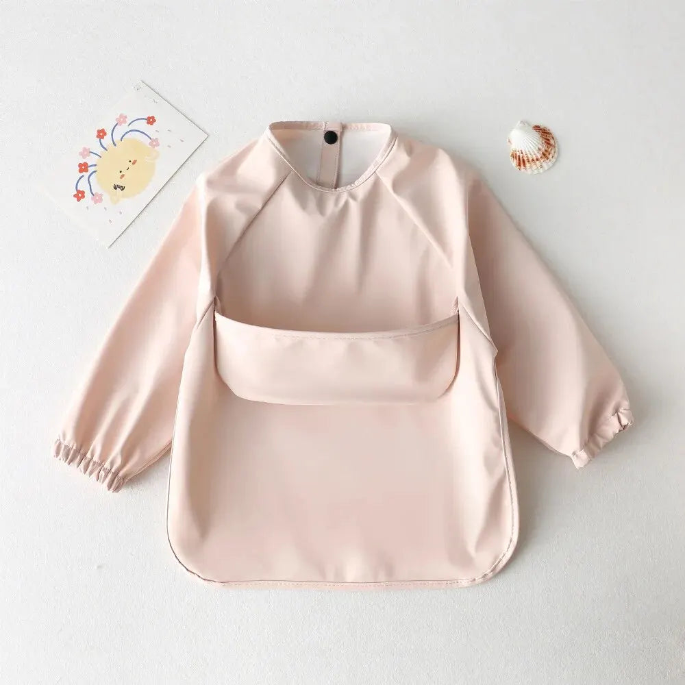Baby's Long Sleeve Feeding Bib plain colours