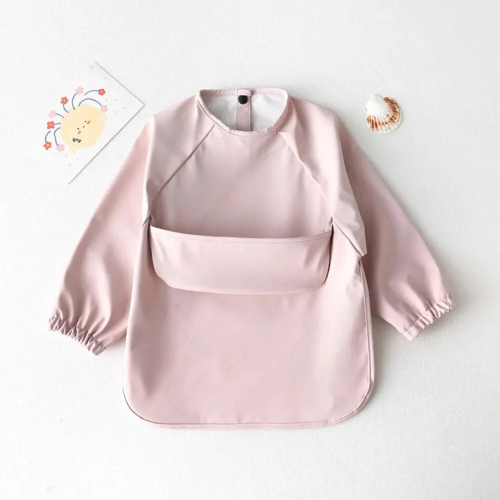 Baby's Long Sleeve Feeding Bib plain colours