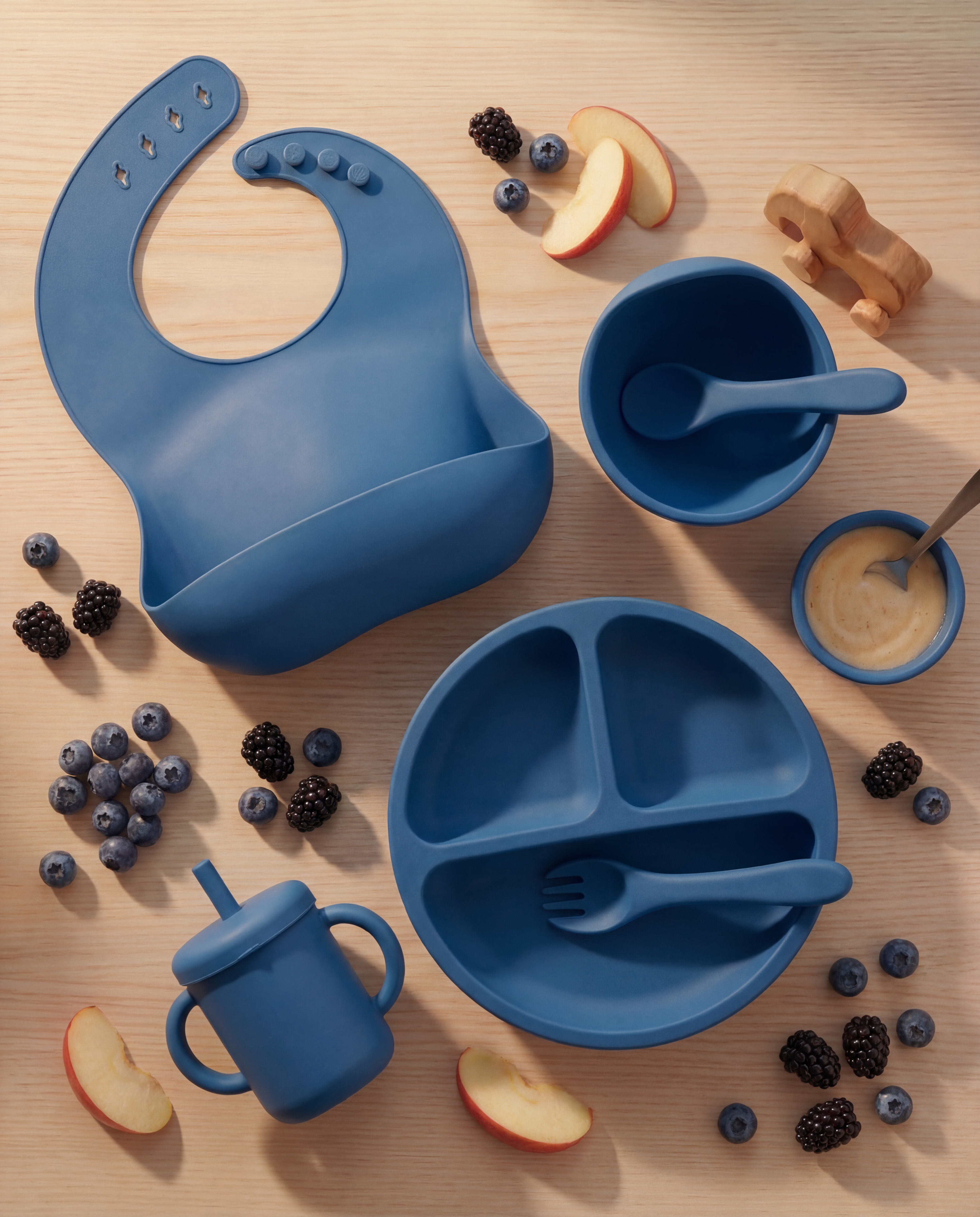 Silicone Baby Tableware Set 7pcs - Blue