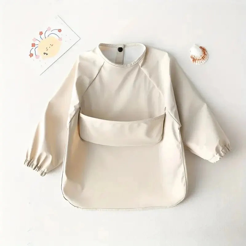 Baby's Long Sleeve Feeding Bib plain colours