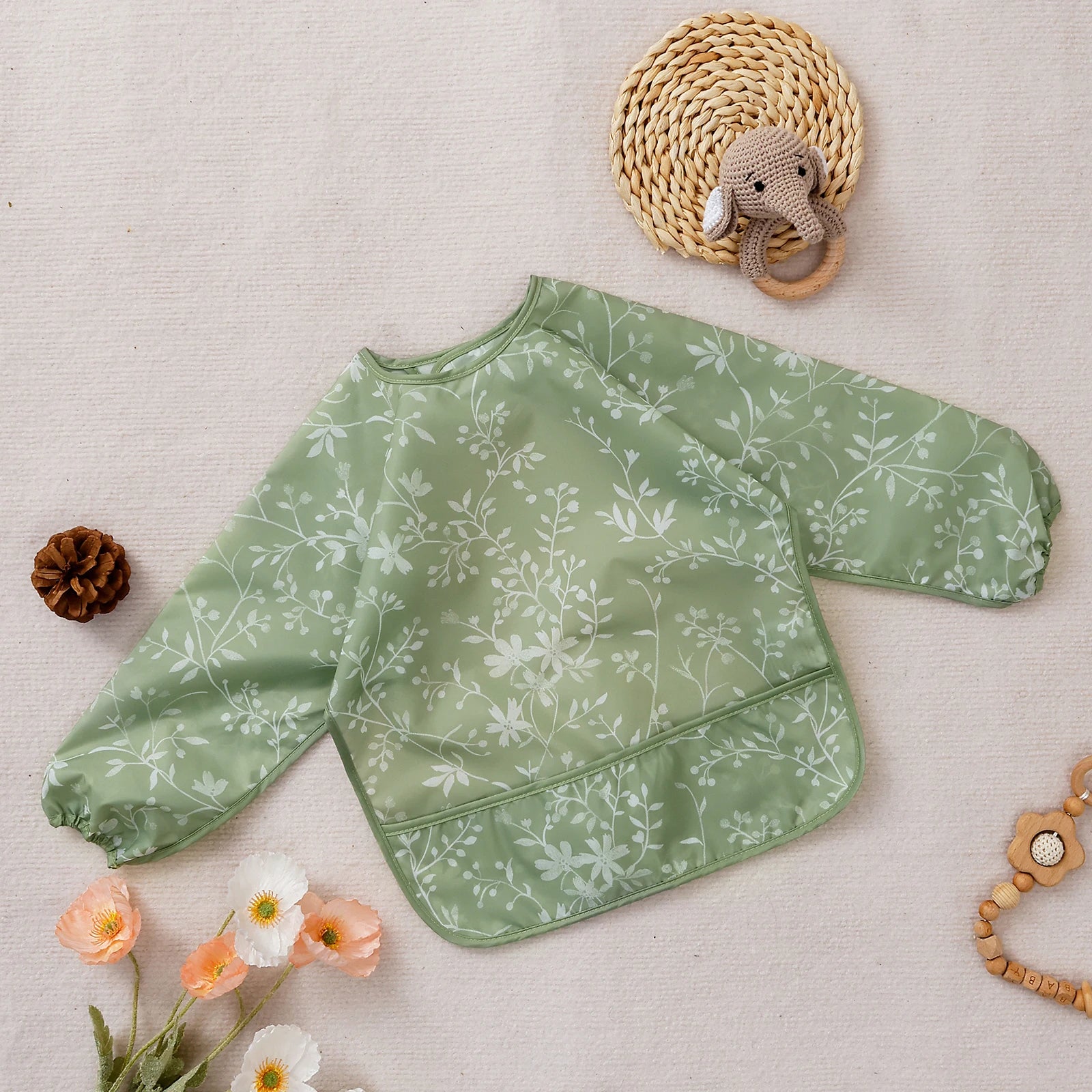 Long Sleeve Pastel Coloured Waterproof Feeding Bibs