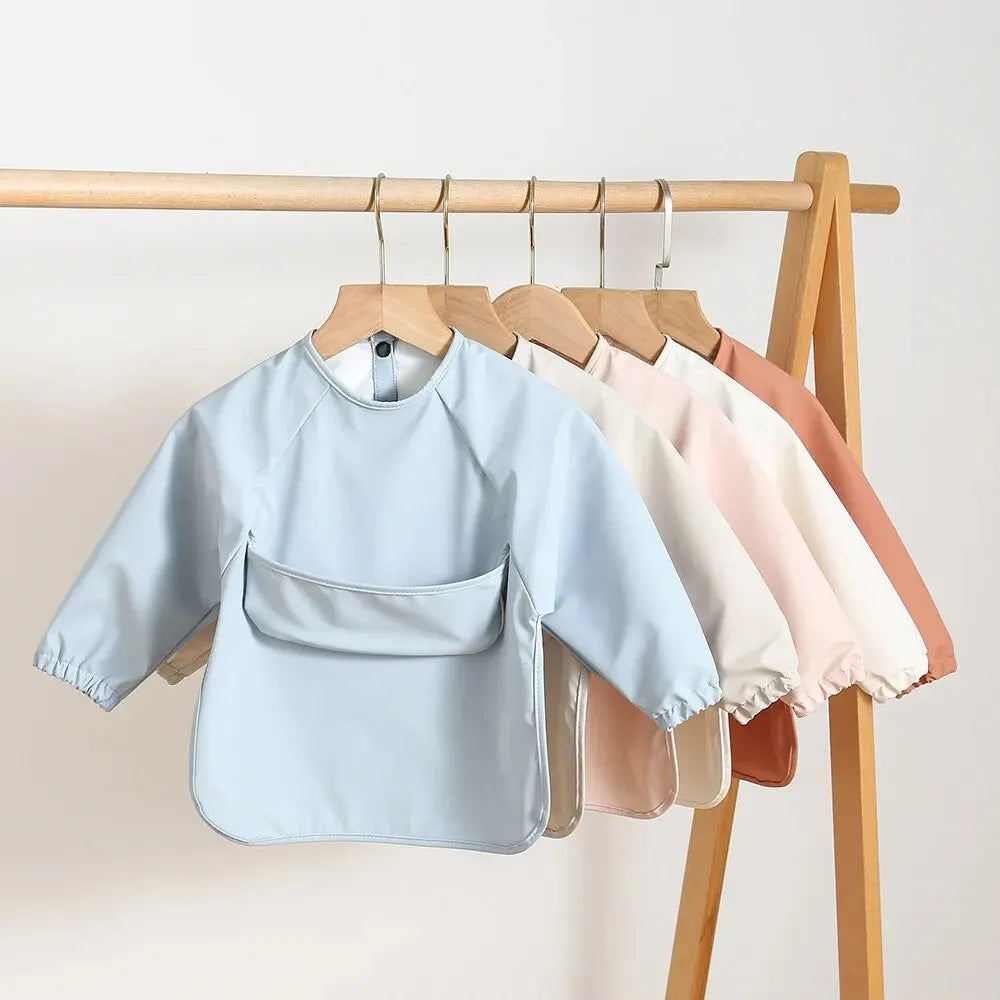 Baby's Long Sleeve Feeding Bib plain colours