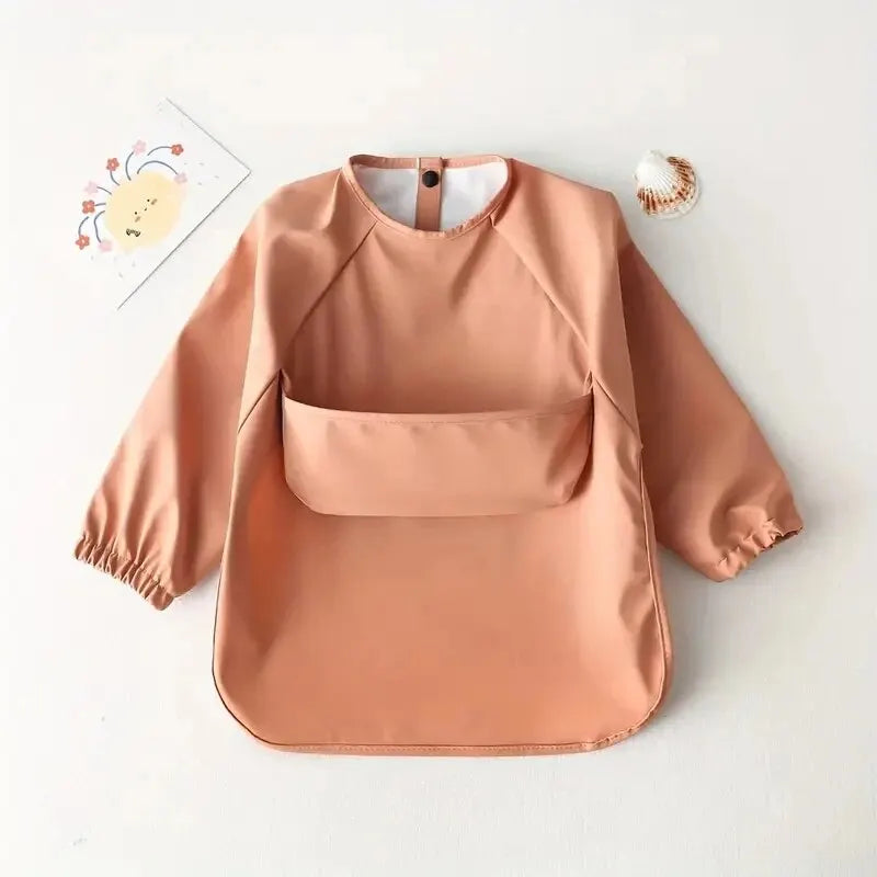 Baby's Long Sleeve Feeding Bib plain colours